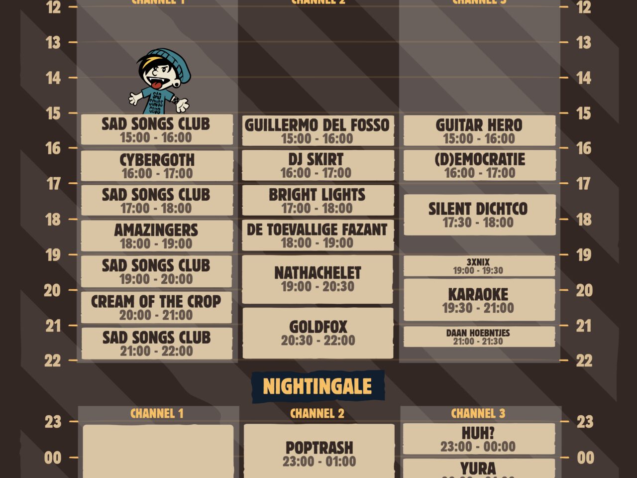 01 Poster Donderdag THU QUAILNIGHTINGALE Timetable Poster