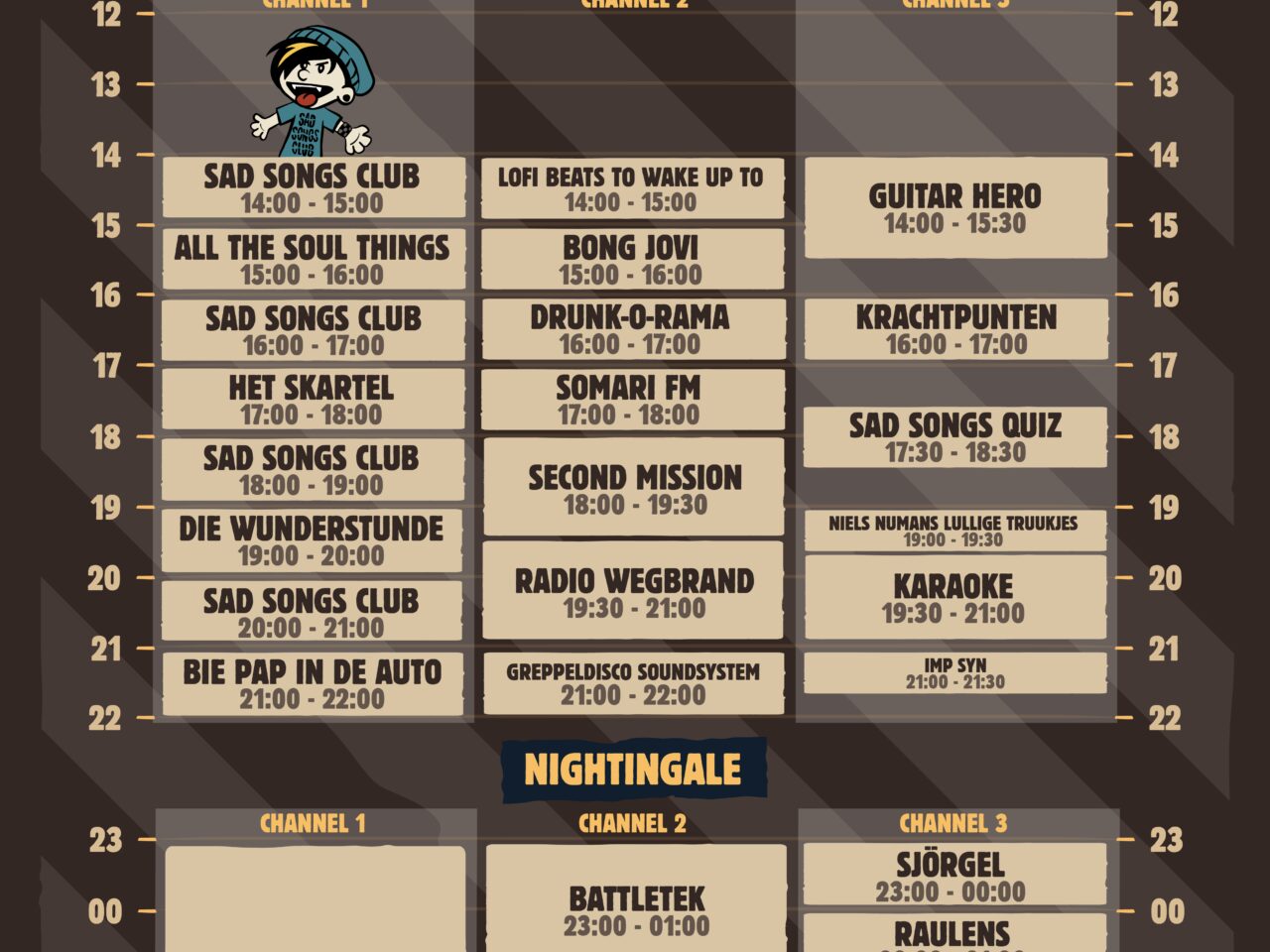 02 Poster Vrijdag FRI QUAILNIGHTINGALE Timetable Poster