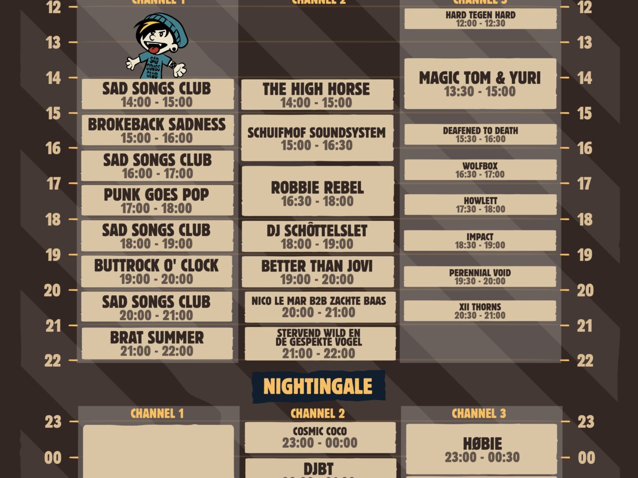 03 Poster Zaterdag SAT QUAILNIGHTINGALE Timetable Poster